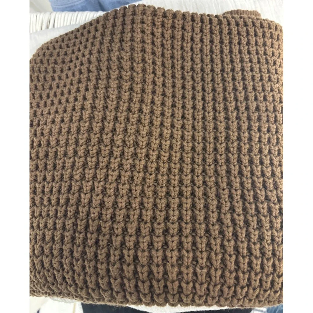 Aime Leon Dore Brown Chunky Rib Knit Scarf 100% Cotton Heavyweight